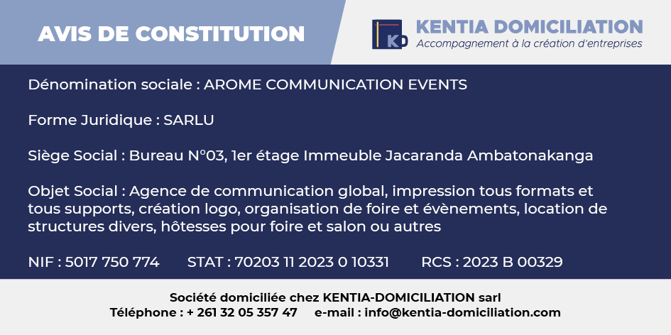 AROME COMMUNICATION EVENTS sarlu