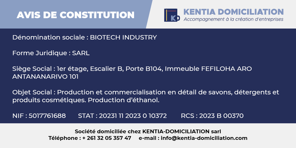 BIOTECH INDUSTRY SARL